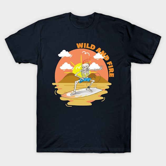 wild and fire skeleton design T-Shirt by Oncom's brick